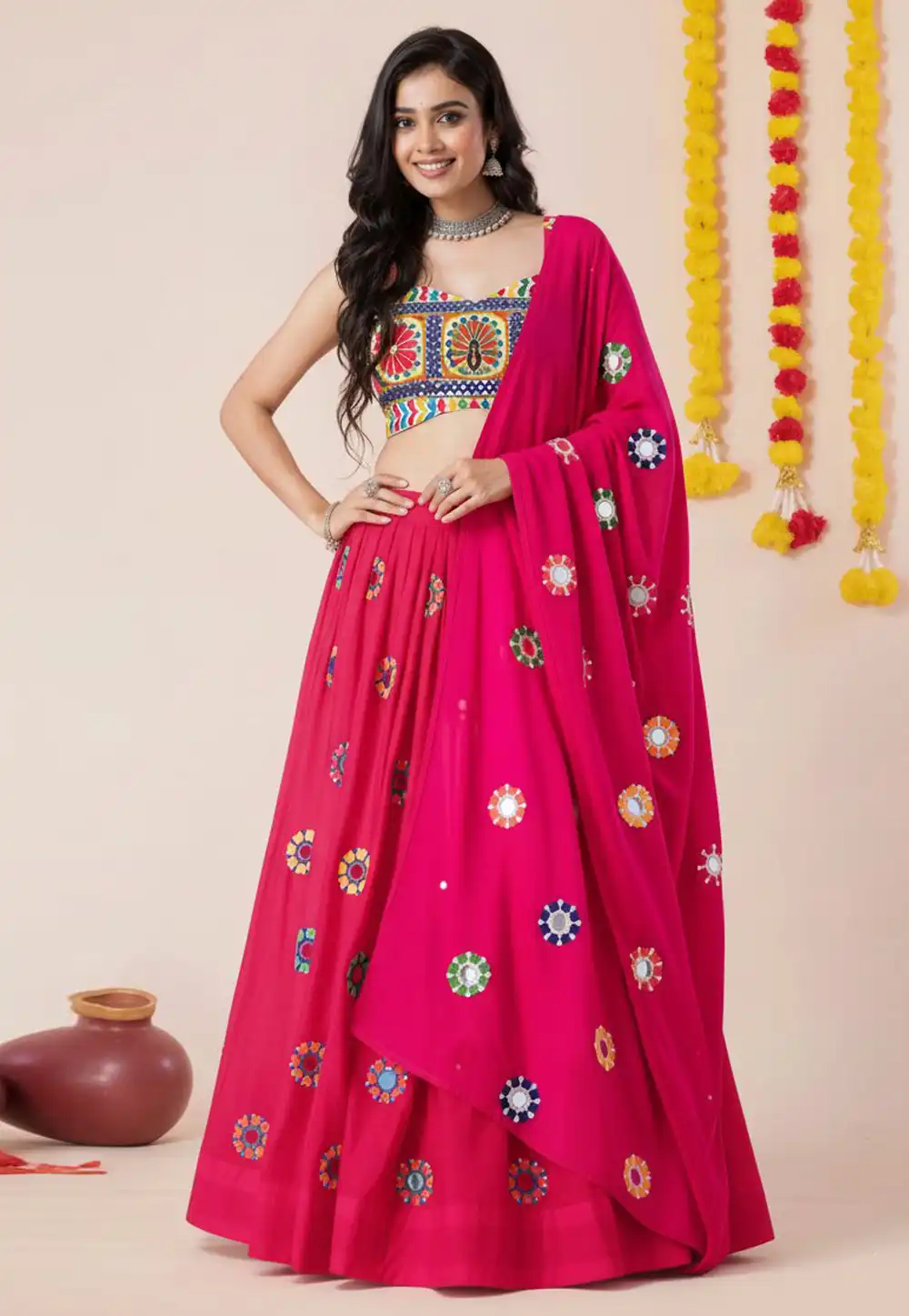 Magenta Rayon Navratri Chaniya Choli 327826
