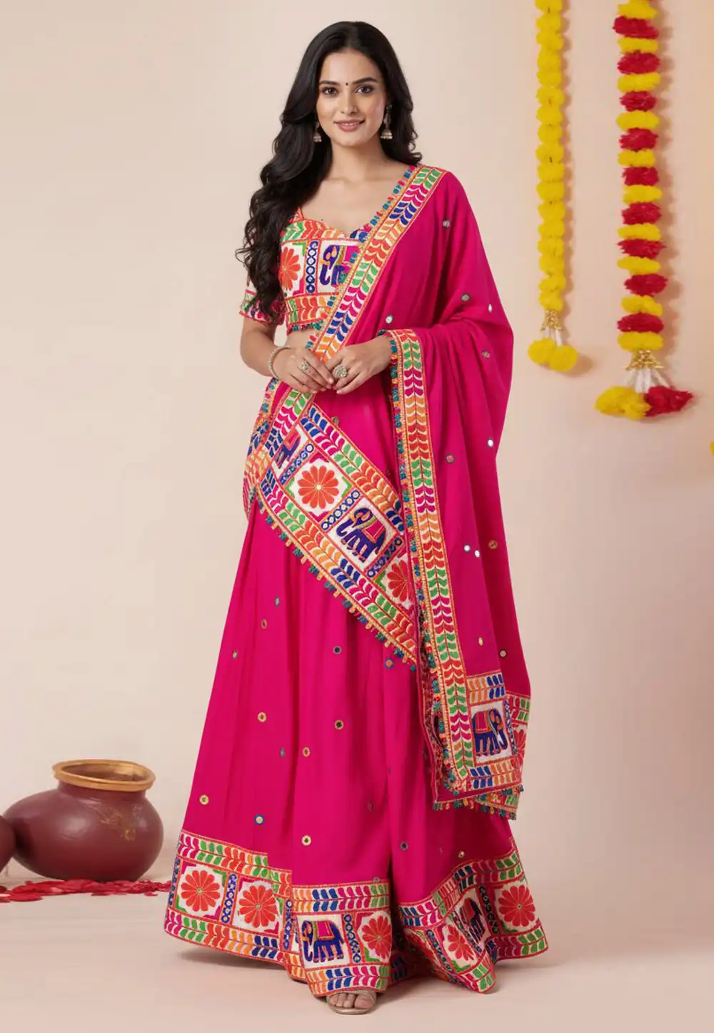 Magenta Rayon Navratri Chaniya Choli 327968