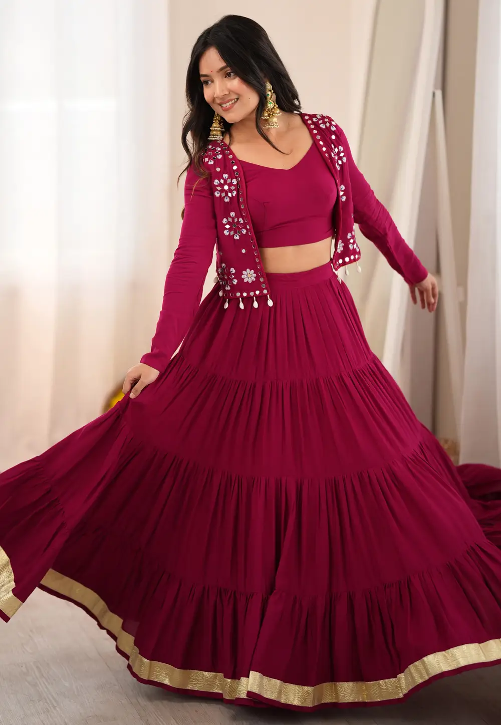 Magenta Rayon Navratri Chaniya Choli 335390
