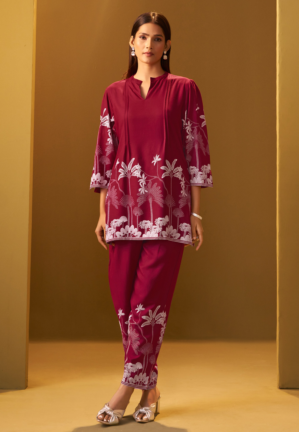 Magenta Rayon Printed Co-Ords Set 322683