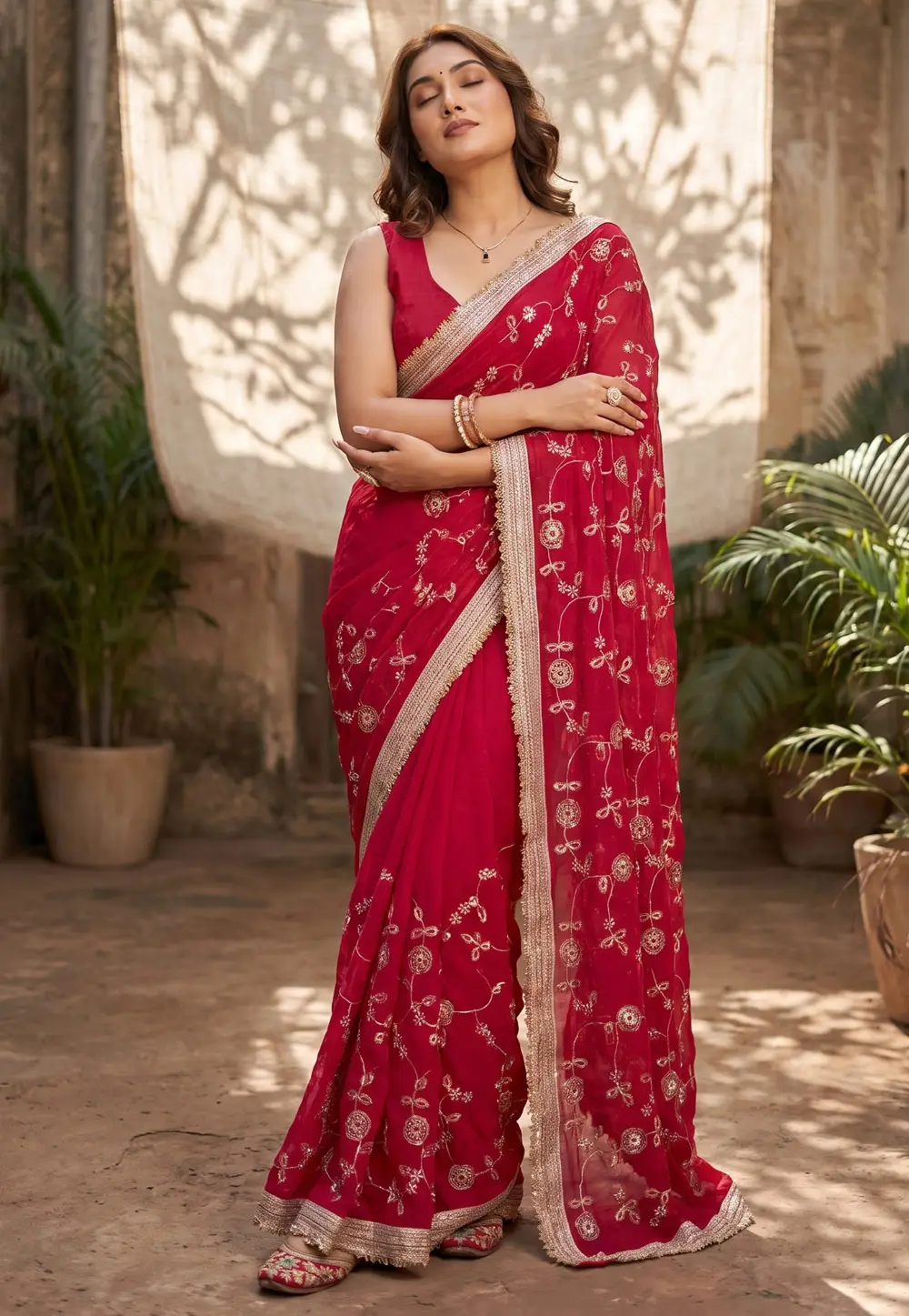 Magenta Satin Silk Saree With Blouse 335304