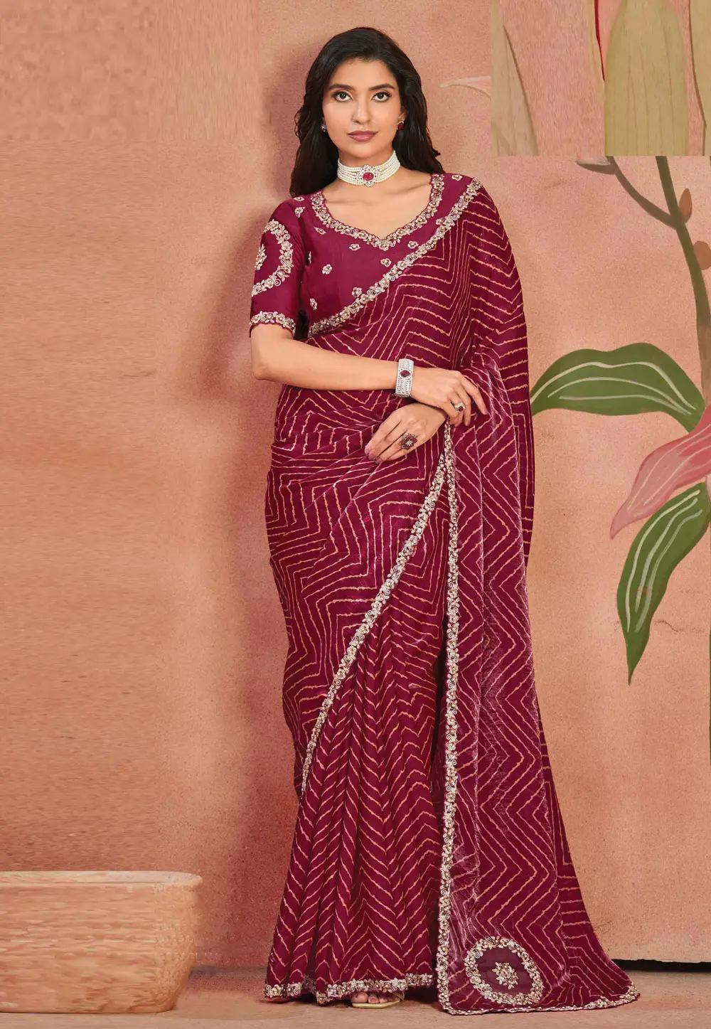Magenta Satin Silk Saree With Blouse 333502