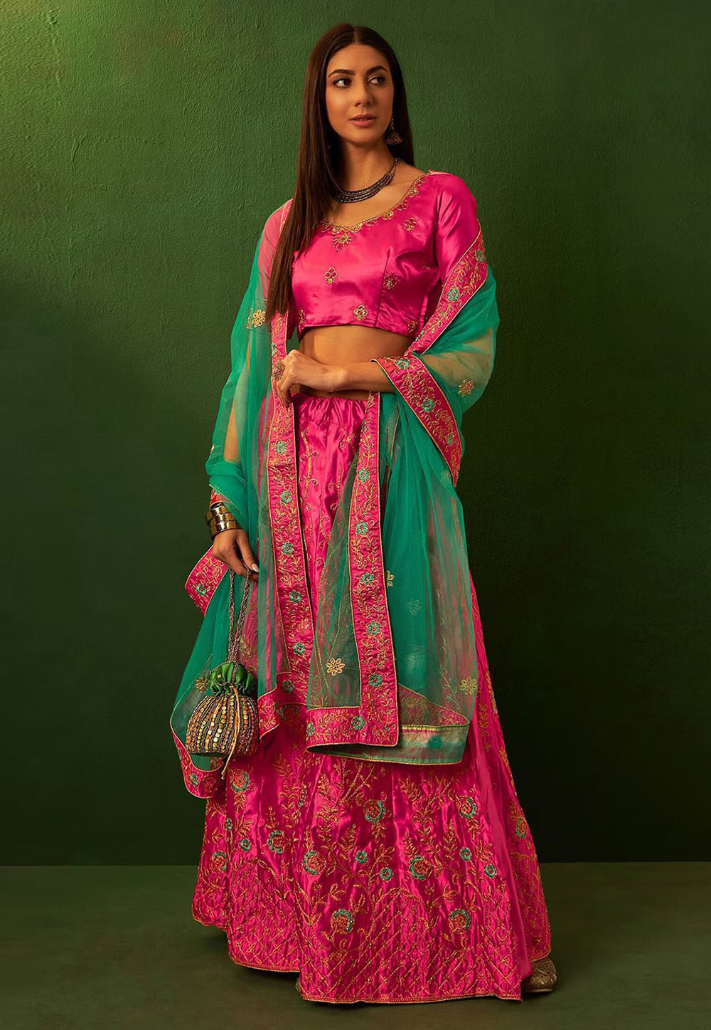 Magenta Silk A Line Lehenga Choli 281159