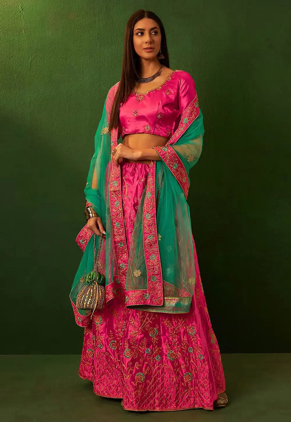 Magenta Silk A Line Lehenga Choli 281159