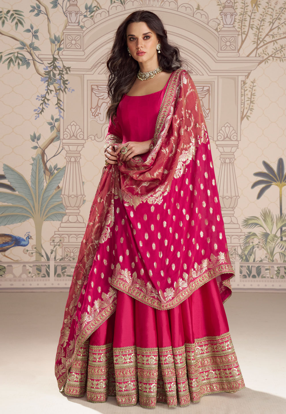 Magenta Silk Anarkali Suit 320756