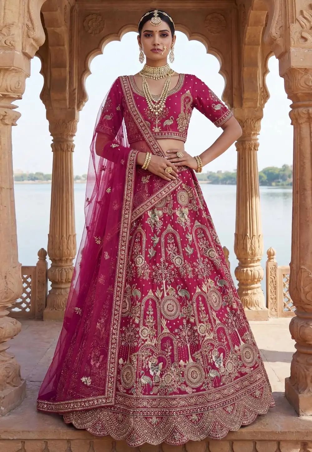 Magenta Silk Bridal Lehenga Choli 324717