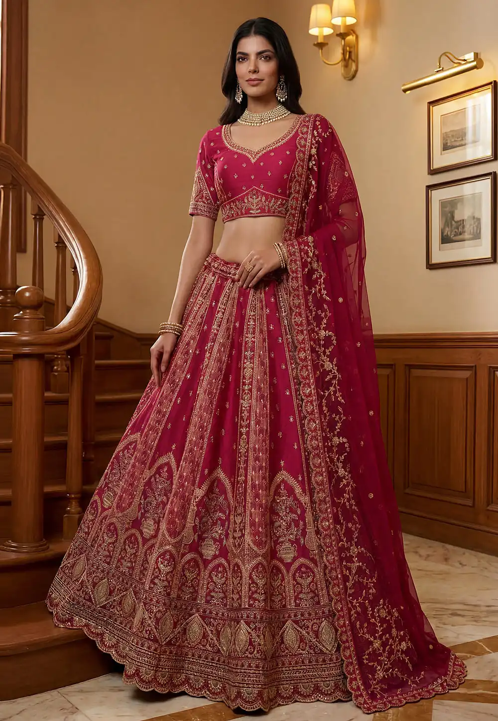 Magenta Silk Bridal Lehenga Choli 326313