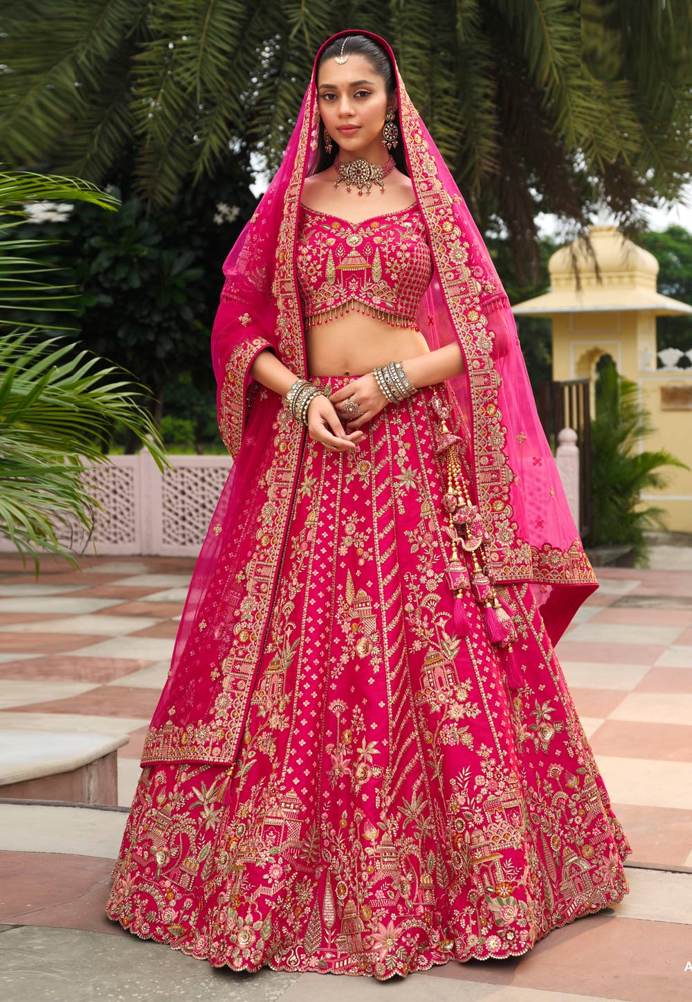 Magenta Silk Bridal Lehenga Choli 318136