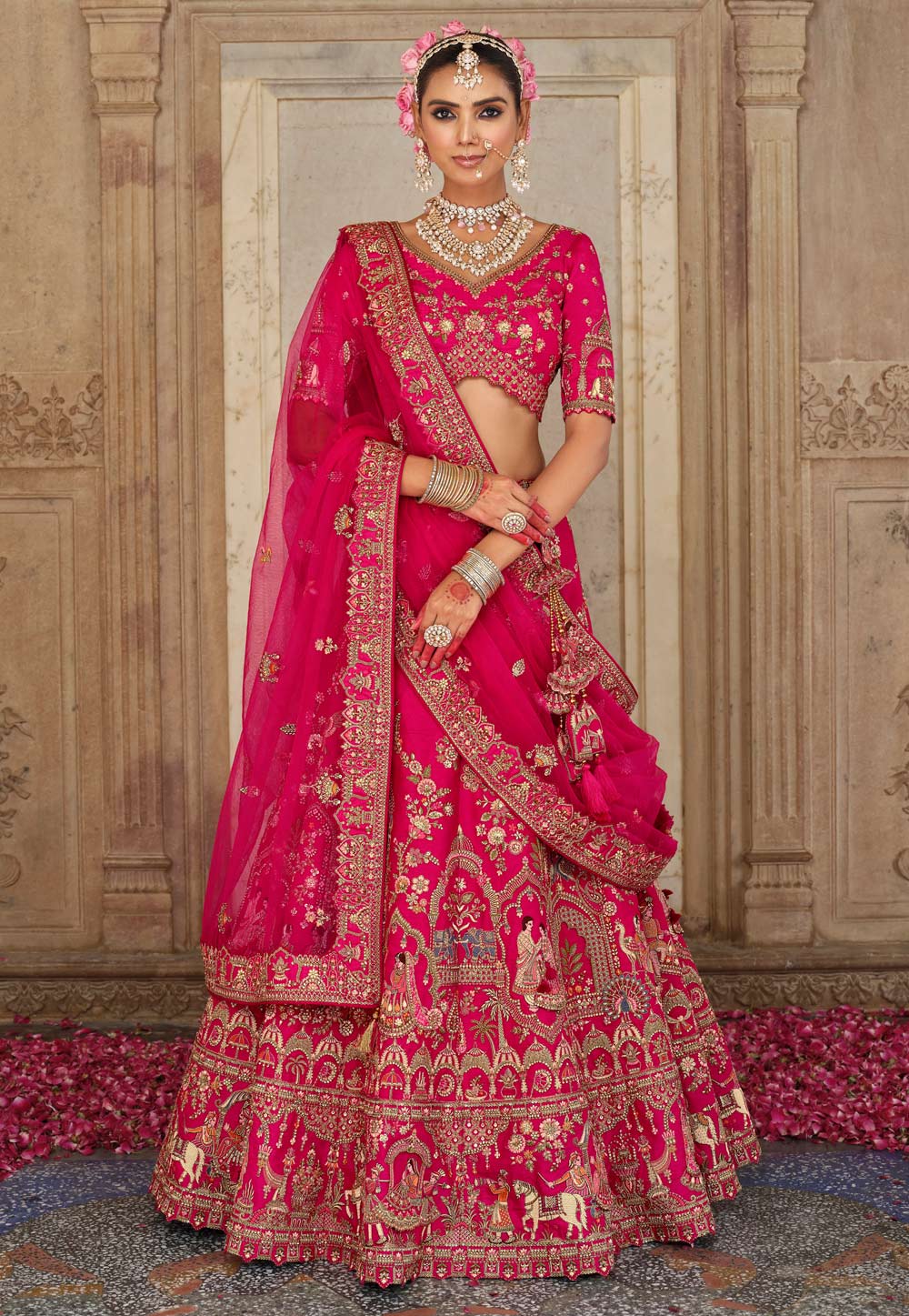 Magenta Silk Bridal Lehenga Choli 318140