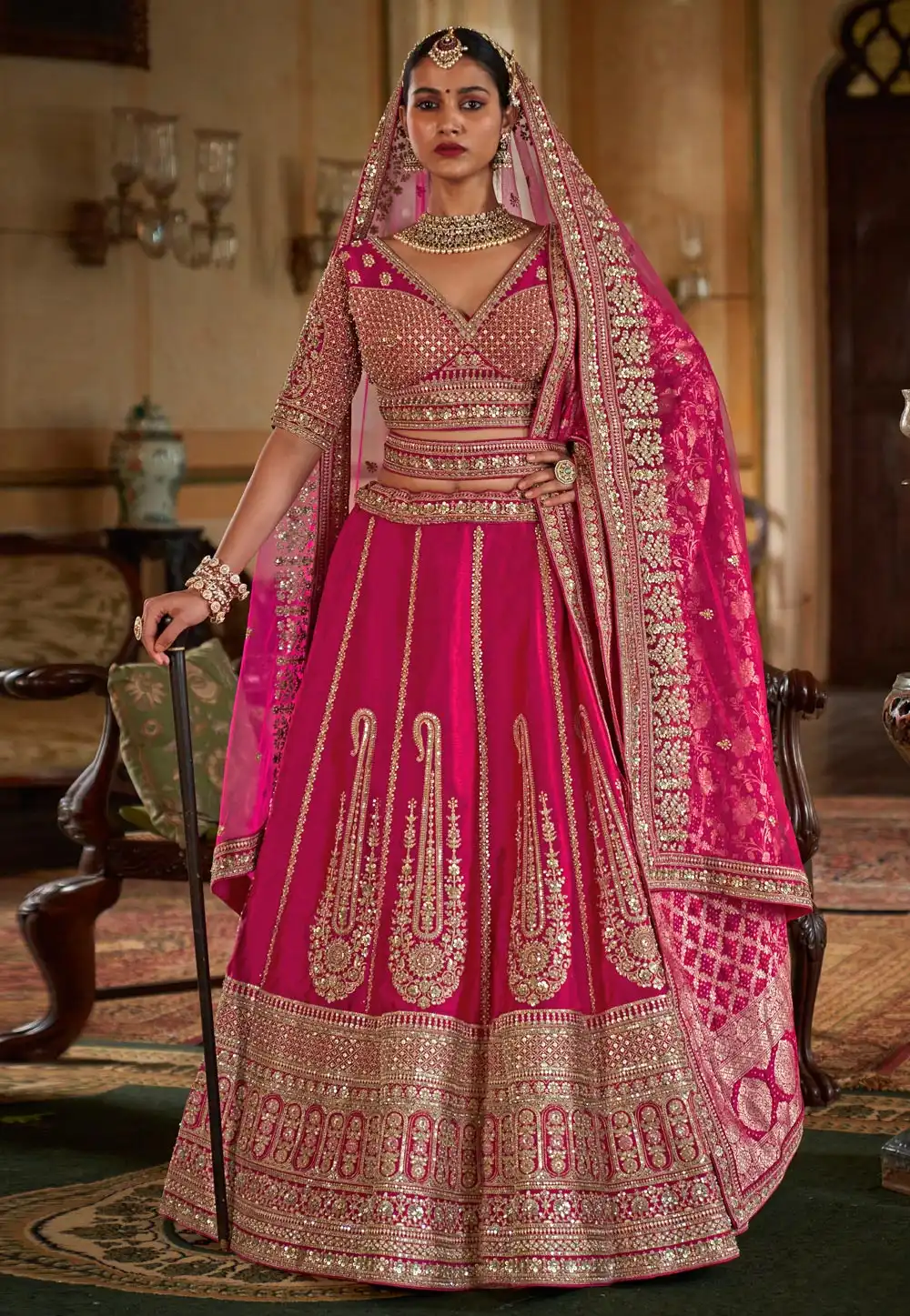 Magenta Silk Bridal Lehenga Choli 317307