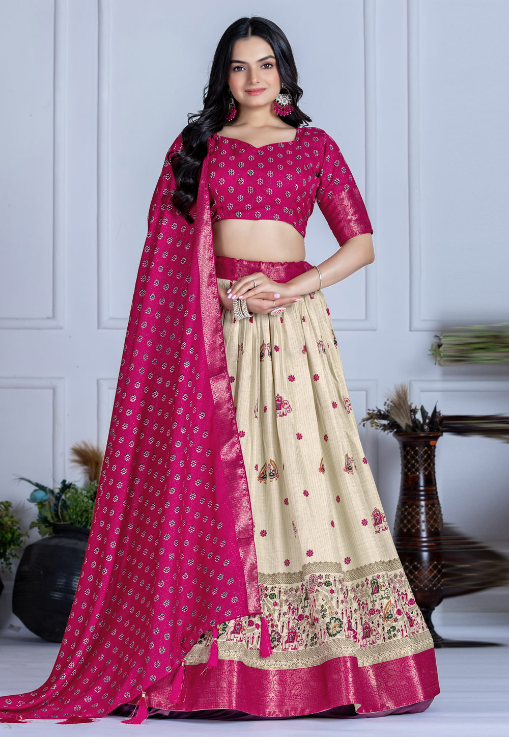 Magenta Silk Circular Lehenga Choli 322611