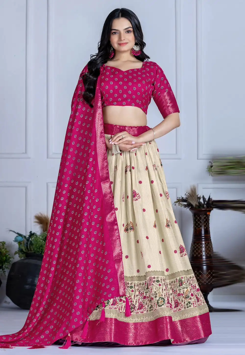 Magenta Silk Circular Lehenga Choli 322611