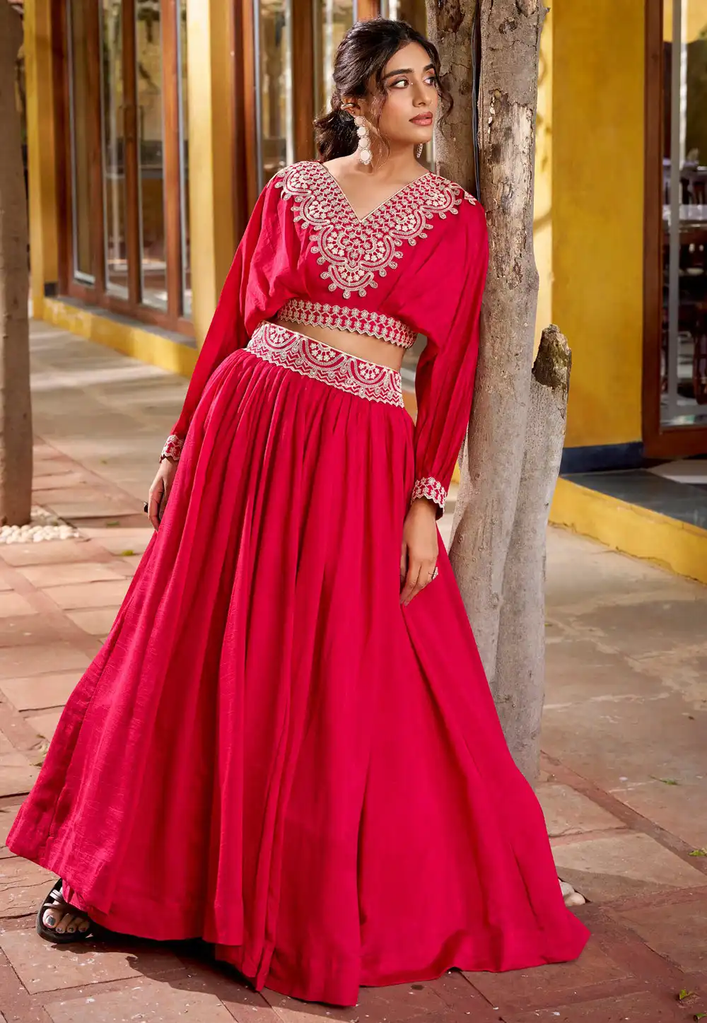 Magenta Silk Circular Lehenga Choli 324219