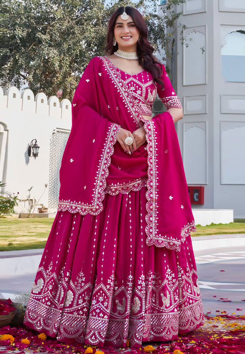 Magenta Silk Circular Lehenga Choli 322454