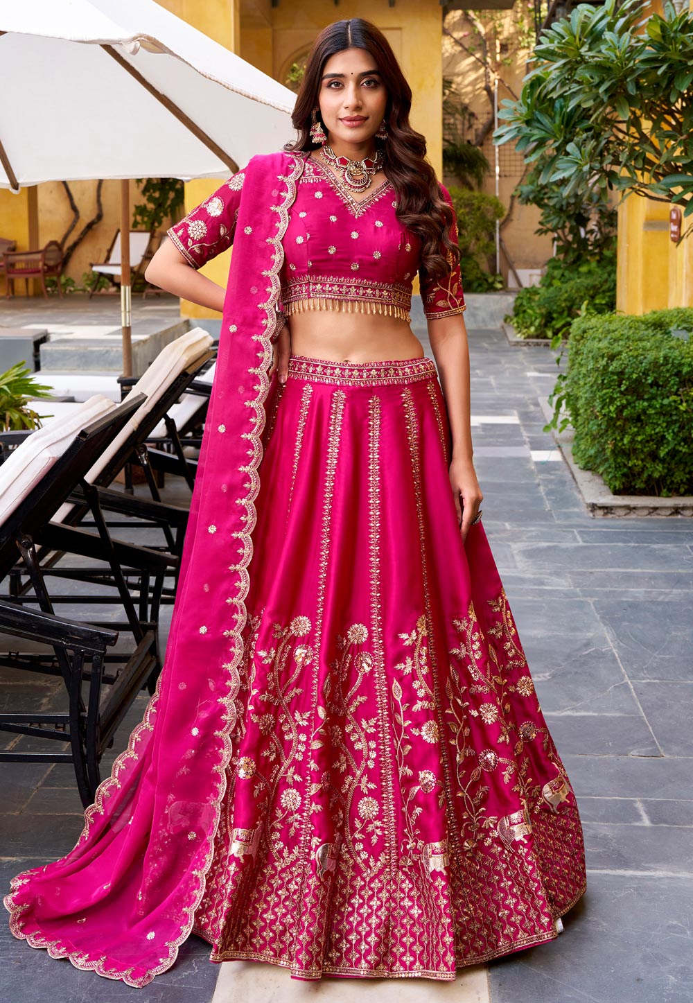 Magenta Silk Circular Lehenga Choli 322740