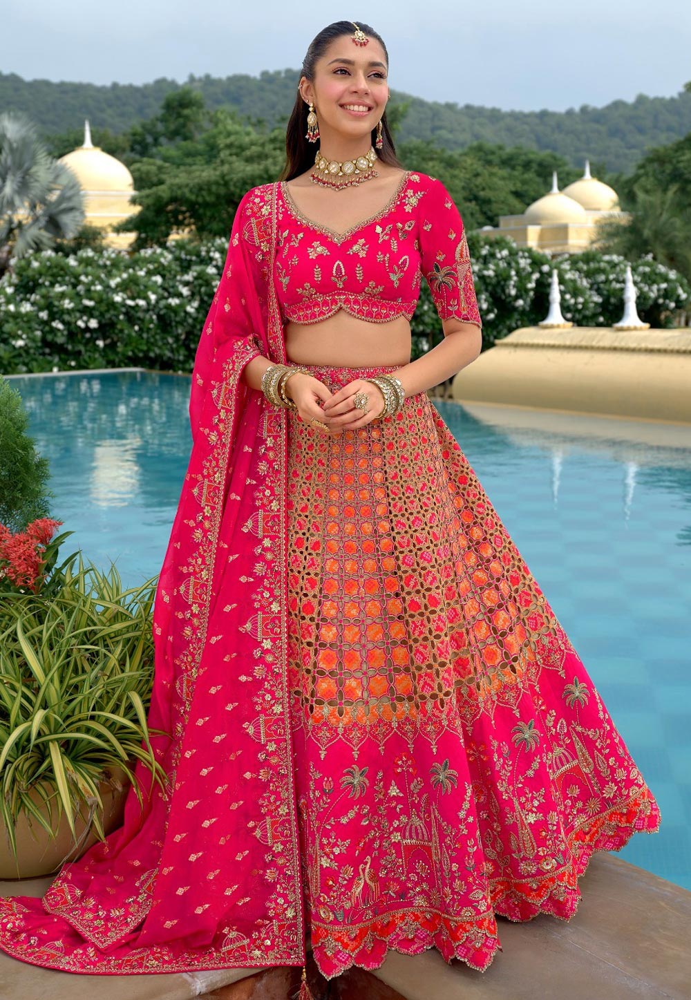 Magenta Silk Circular Lehenga Choli 318887