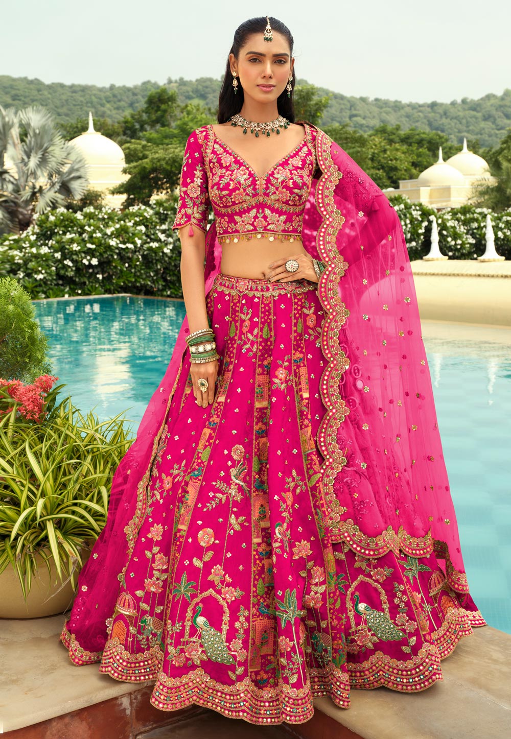 Magenta Silk Circular Lehenga Choli 319428