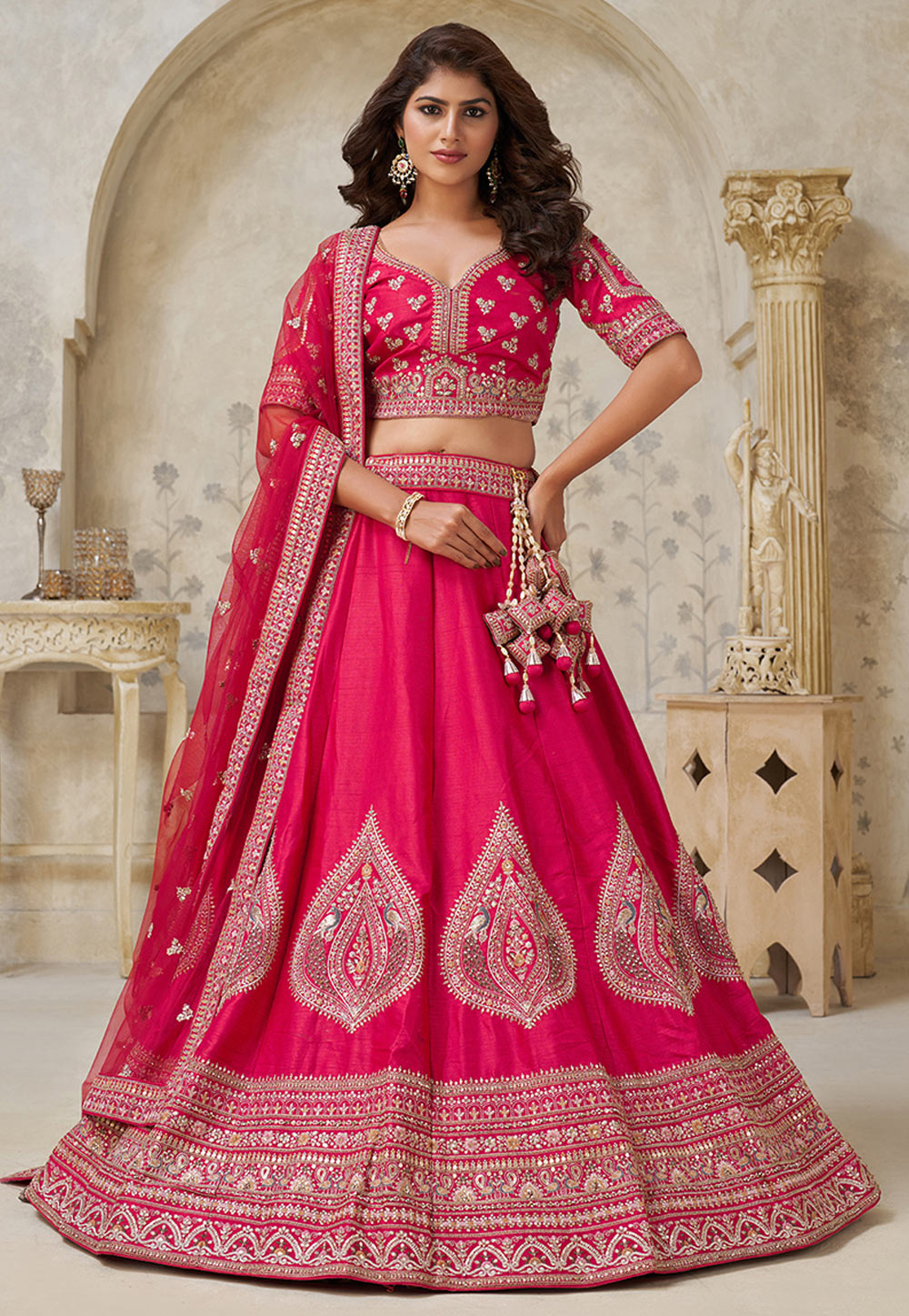 Magenta Silk Circular Lehenga Choli 318863