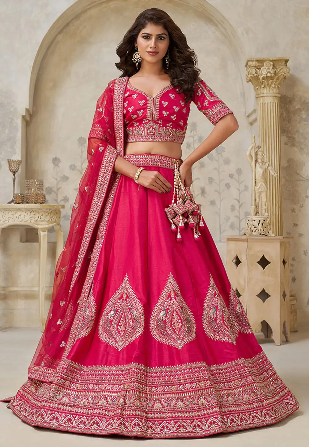 Magenta Silk Circular Lehenga Choli 318863