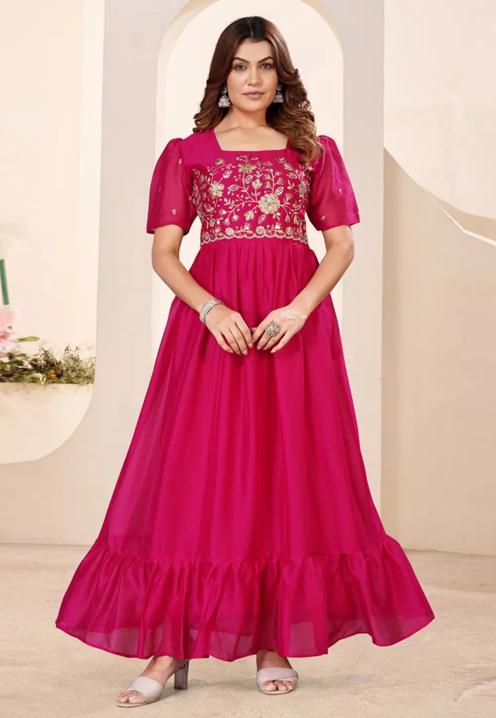 Magenta Silk Gown 331402