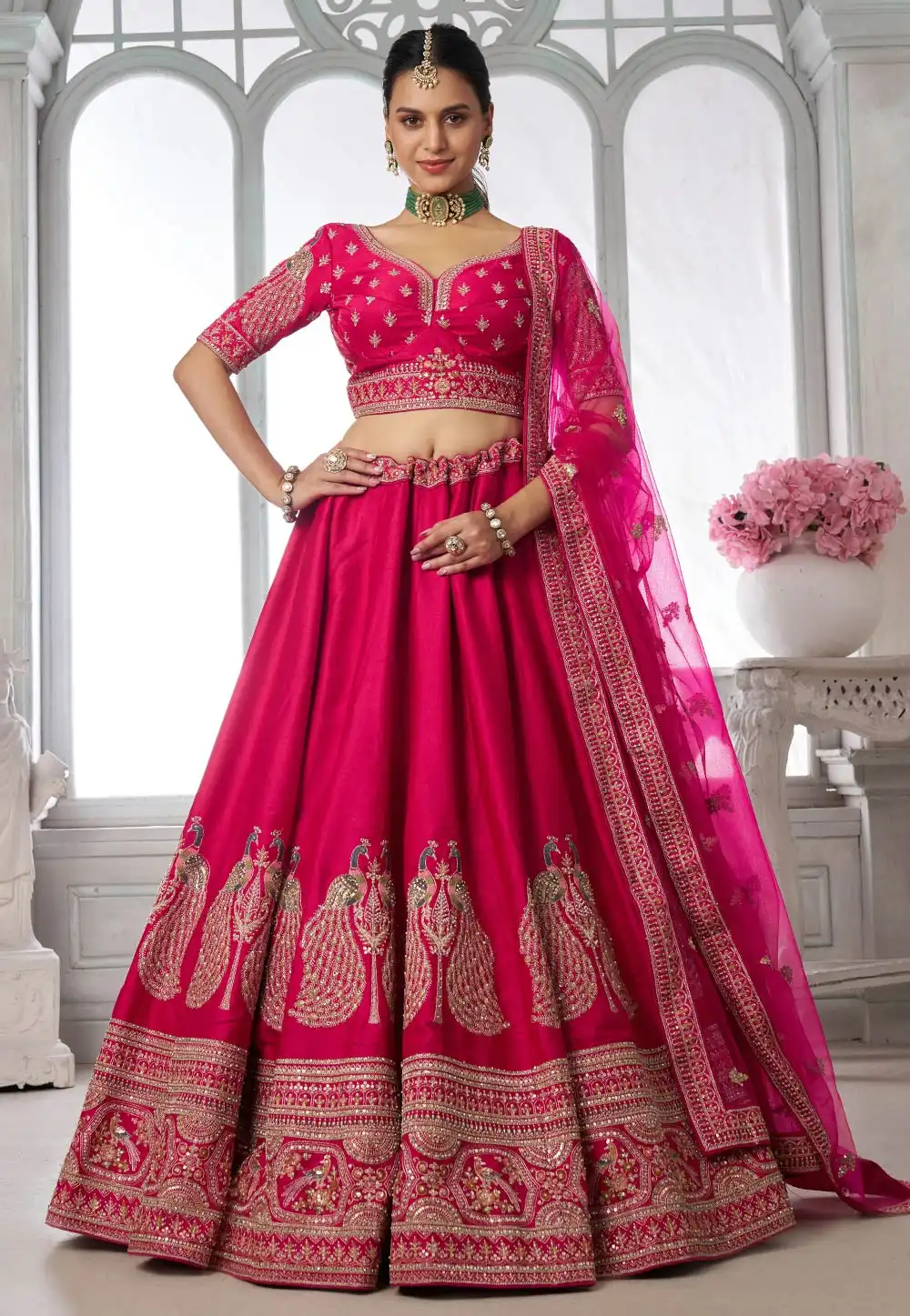 Magenta Silk Lehenga Choli For Wedding 329374
