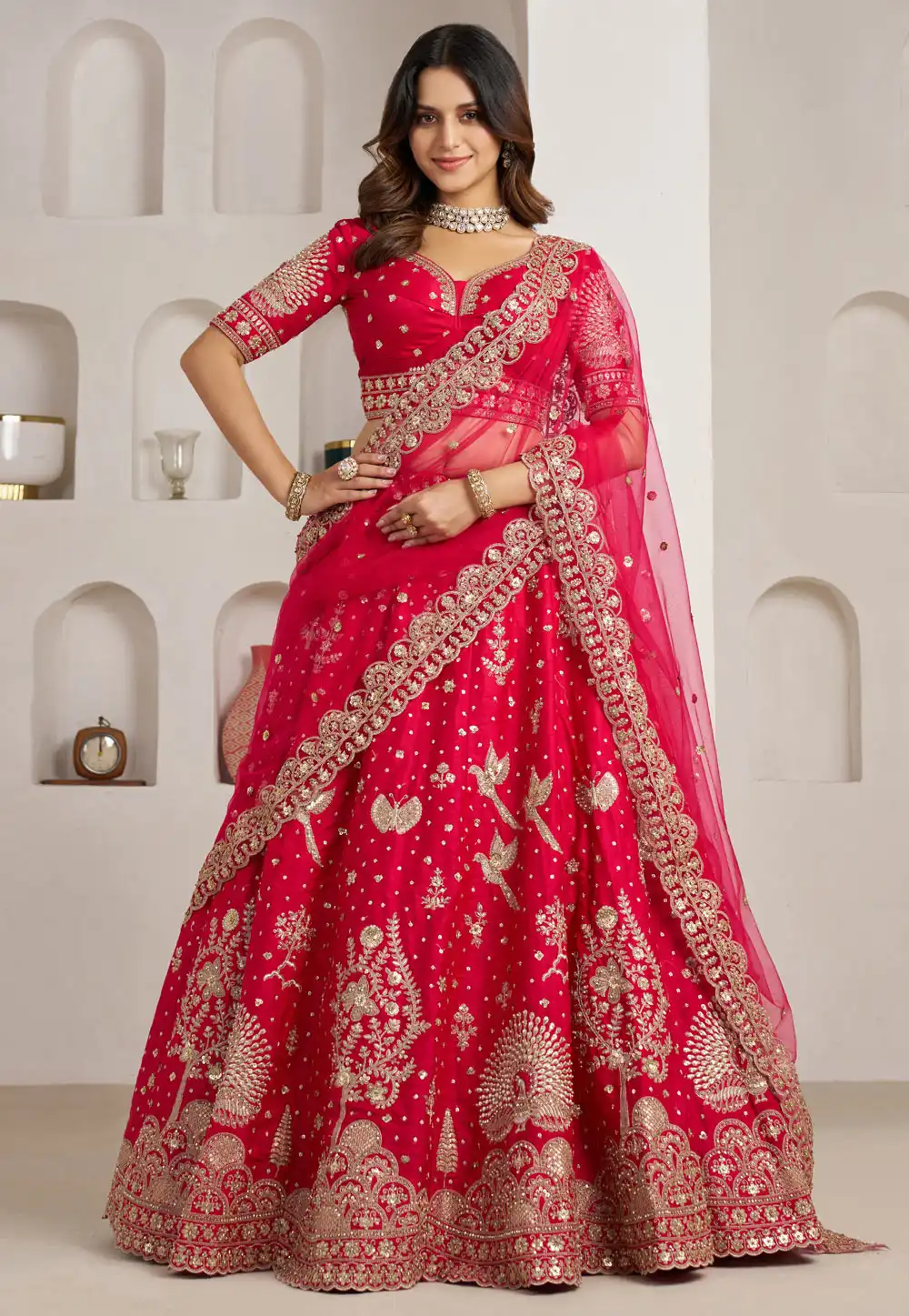 Magenta Silk Lehenga Choli For Wedding 329382