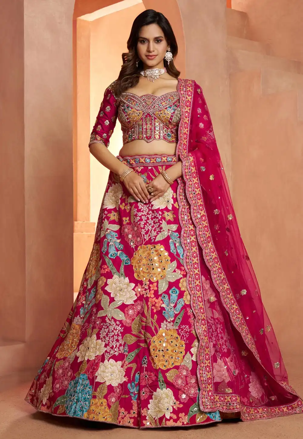 Magenta Silk Lehenga Choli For Wedding 329392