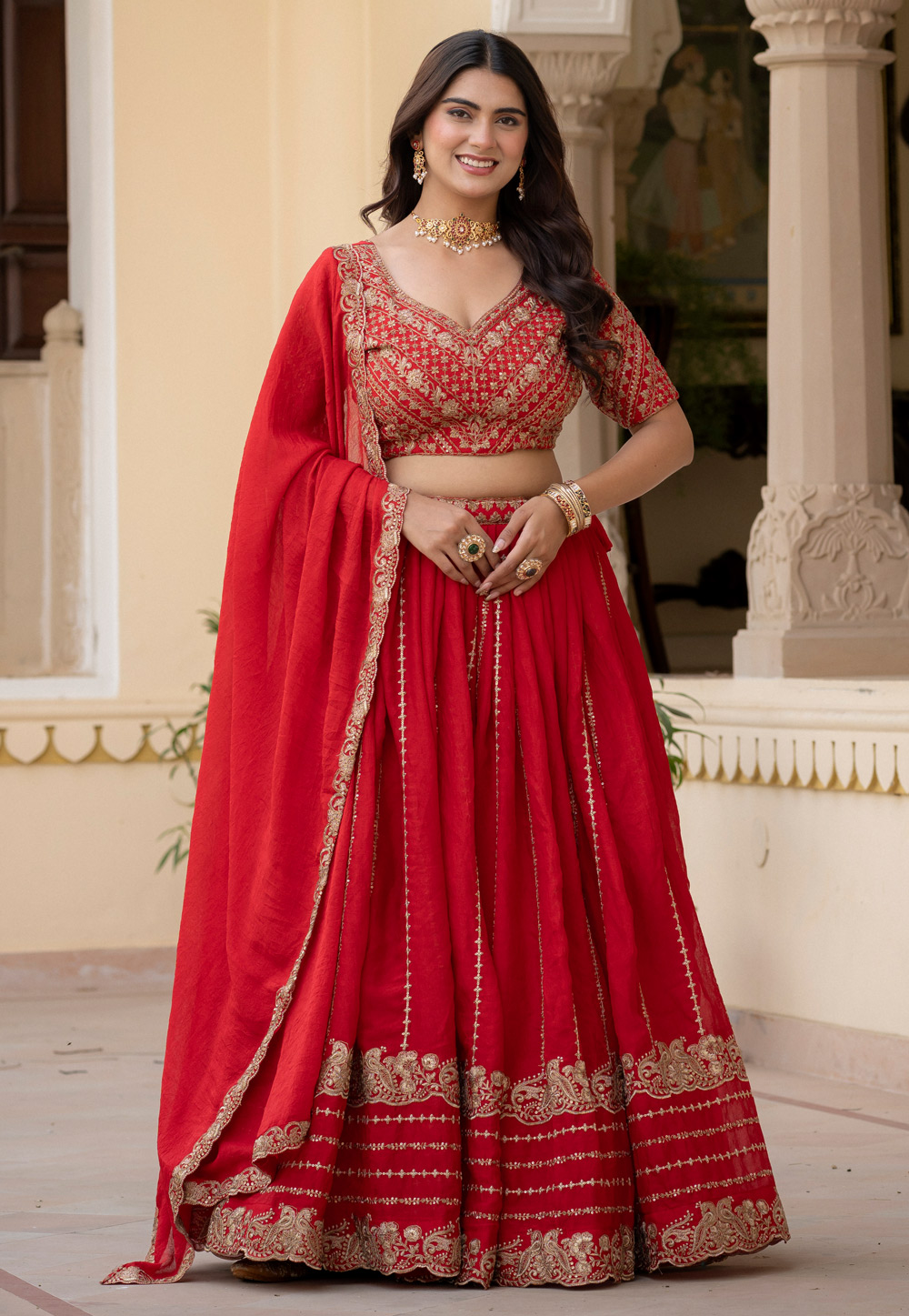 Magenta Silk Lehenga Choli 329217