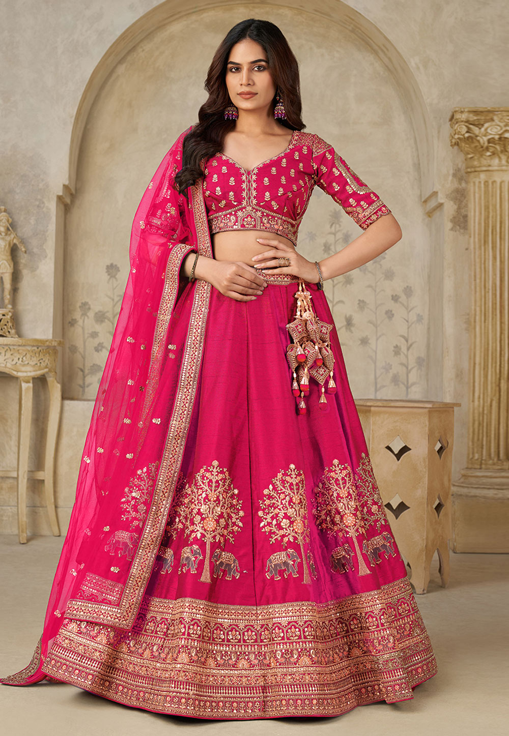 Magenta Silk Lehenga Choli 318856