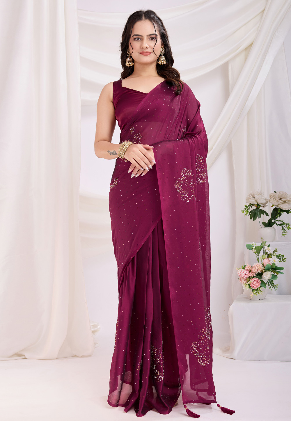 Magenta Silk Lehenga Saree 311790