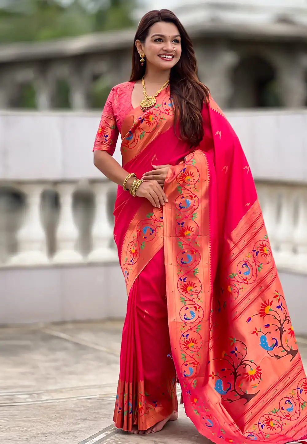 Magenta Silk Paithani Saree 317675