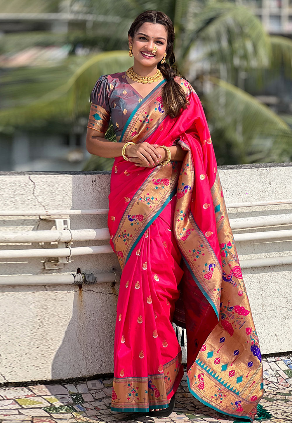 Magenta Silk Paithani Saree 322530