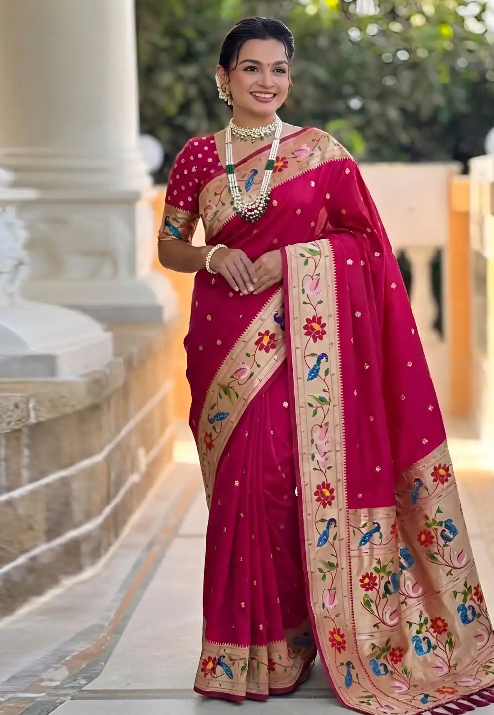 Magenta Silk Paithani Saree 328045