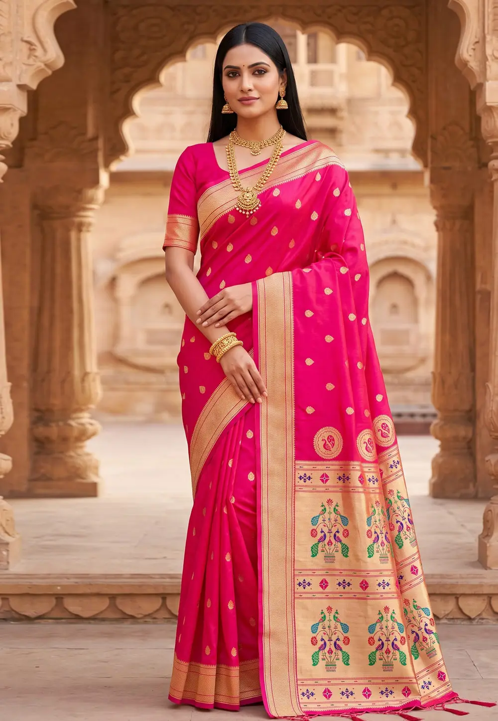 Magenta Silk Paithani Saree 334376