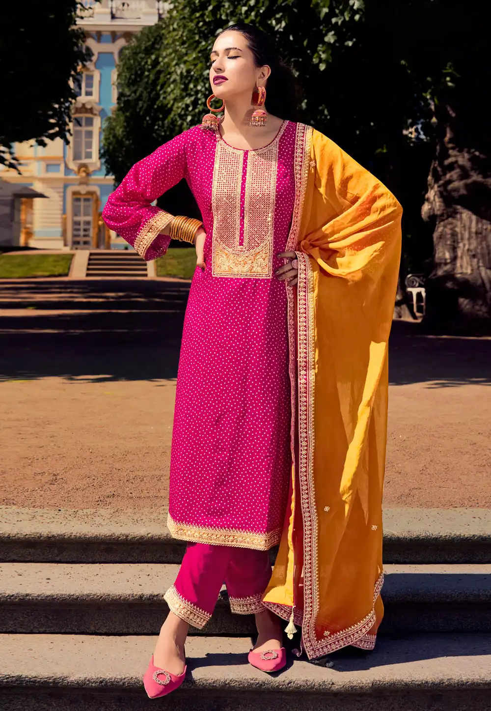 Magenta Silk Pant Style Suit 328863