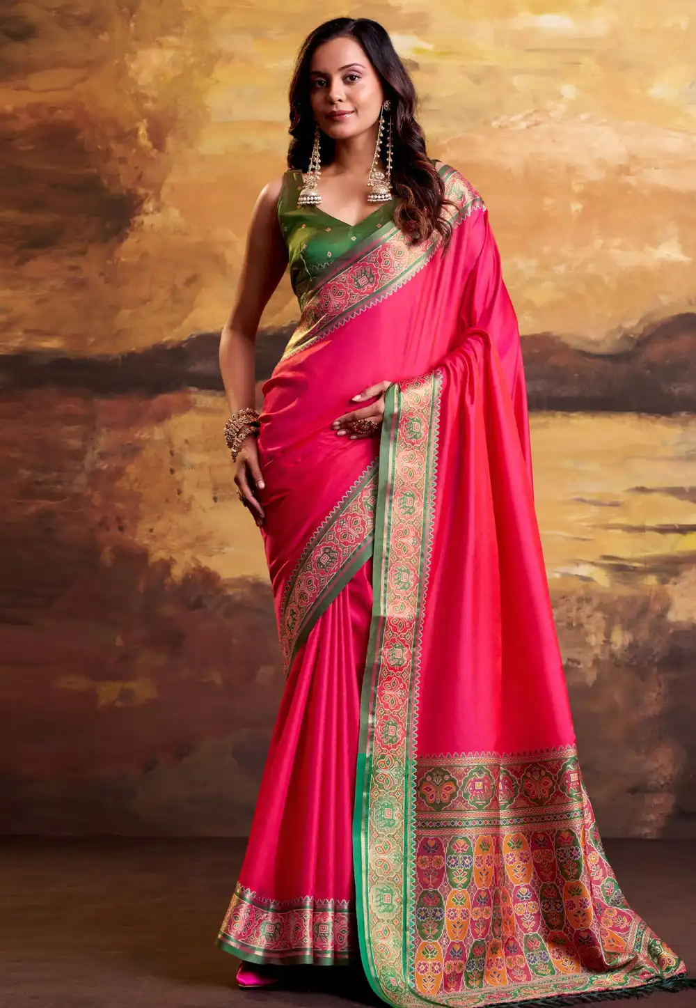 Magenta Silk Patola Saree 328478