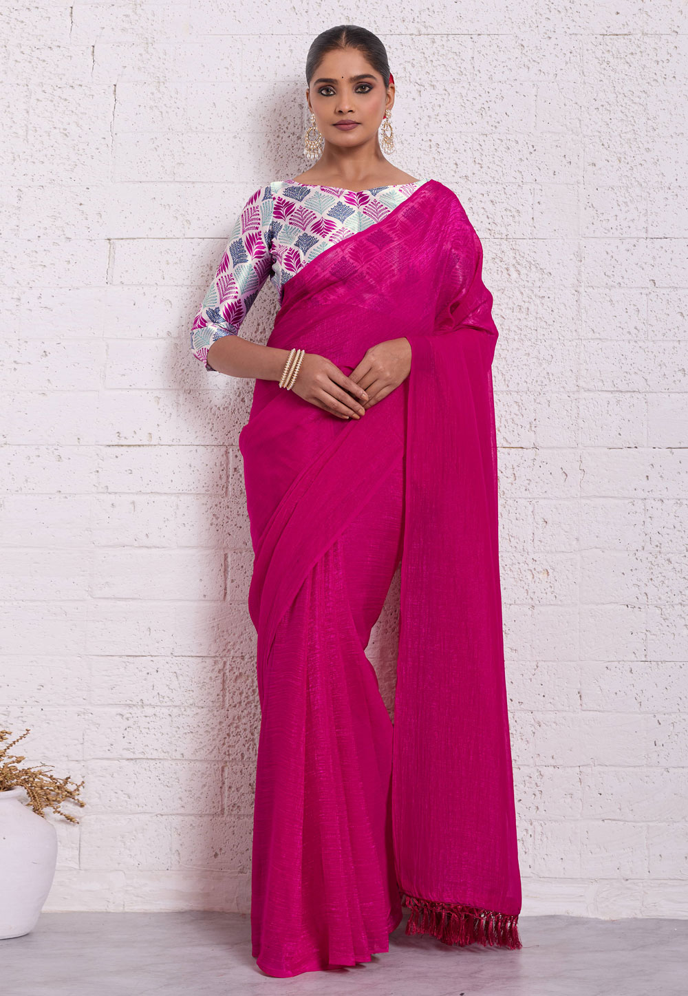 Magenta Silk Saree With Blouse 326359