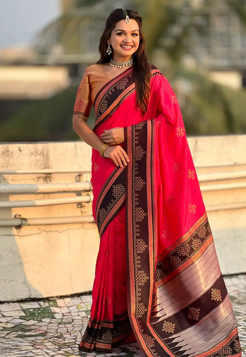 Magenta Silk Saree With Blouse 321064
