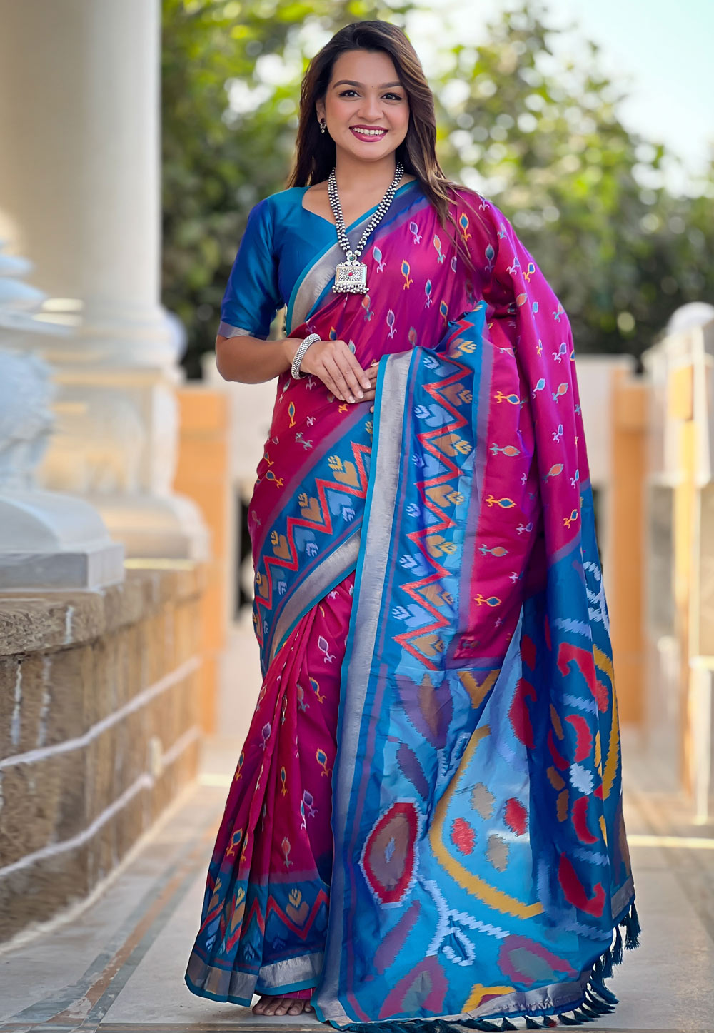 Magenta Silk Saree With Blouse 306537