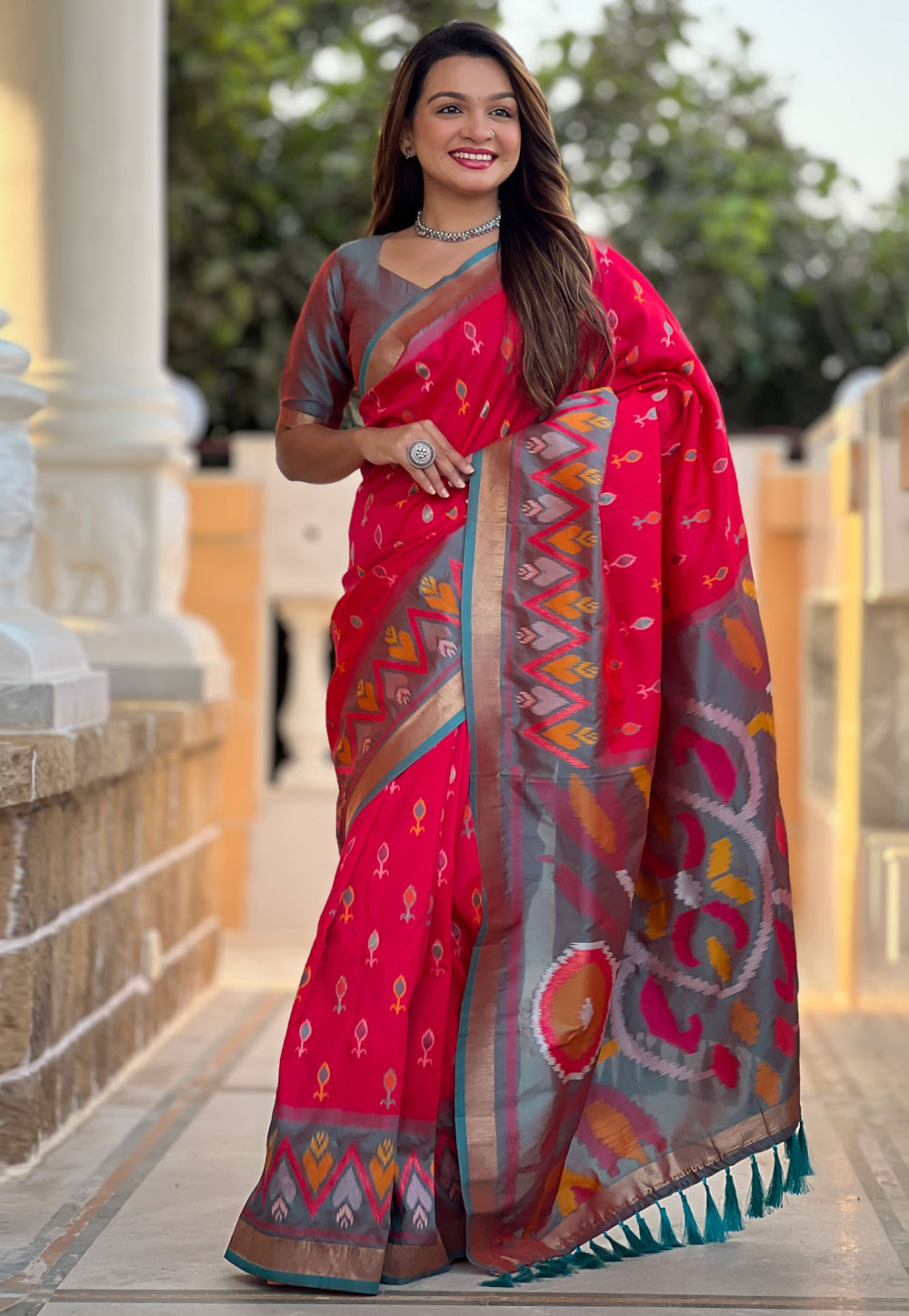 Magenta Silk Saree With Blouse 306539