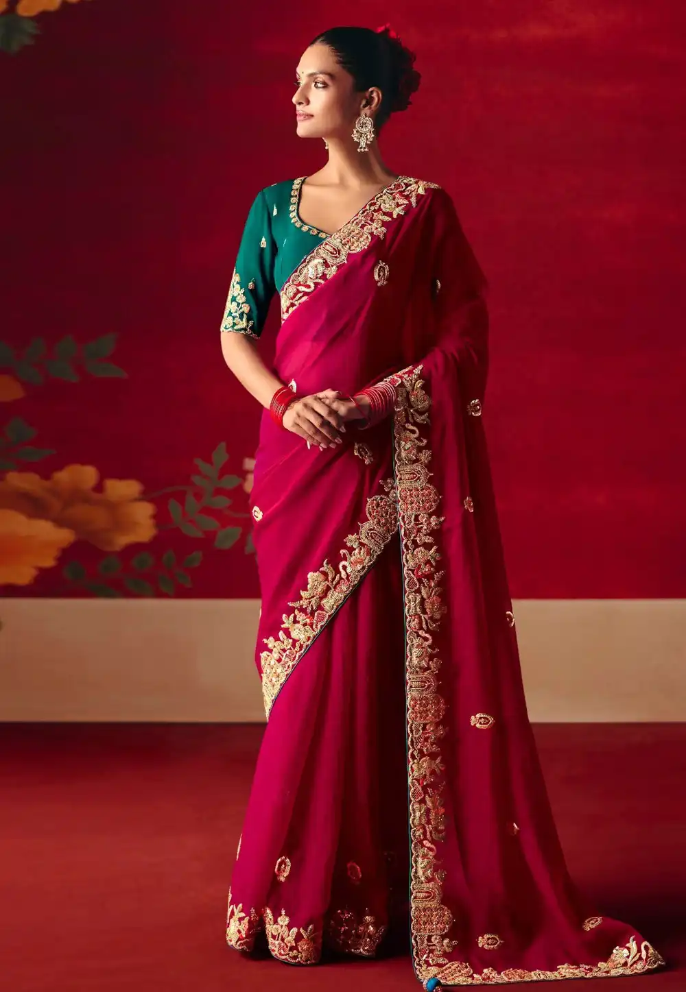 Magenta Silk Saree With Blouse 322033