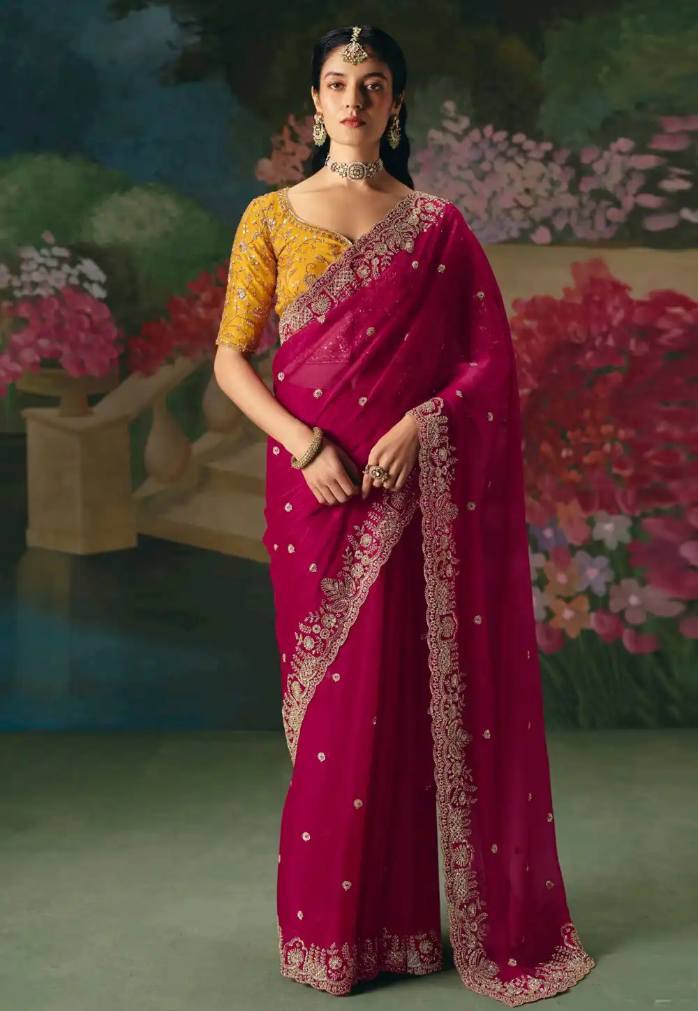 Magenta Silk Saree With Blouse 323623