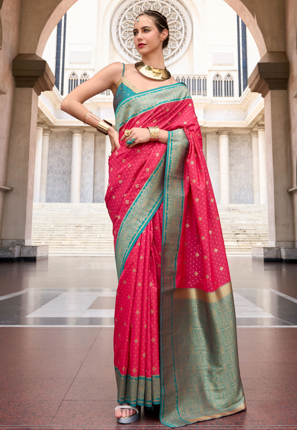 Magenta Silk Saree With Blouse 309804