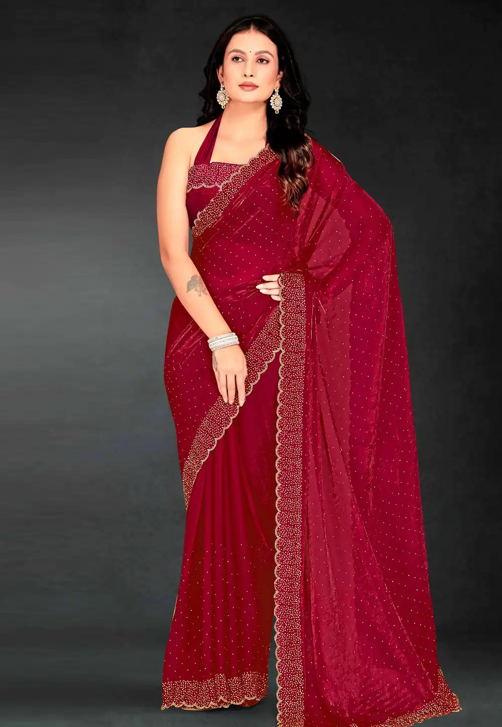Magenta Silk Saree With Blouse 313673
