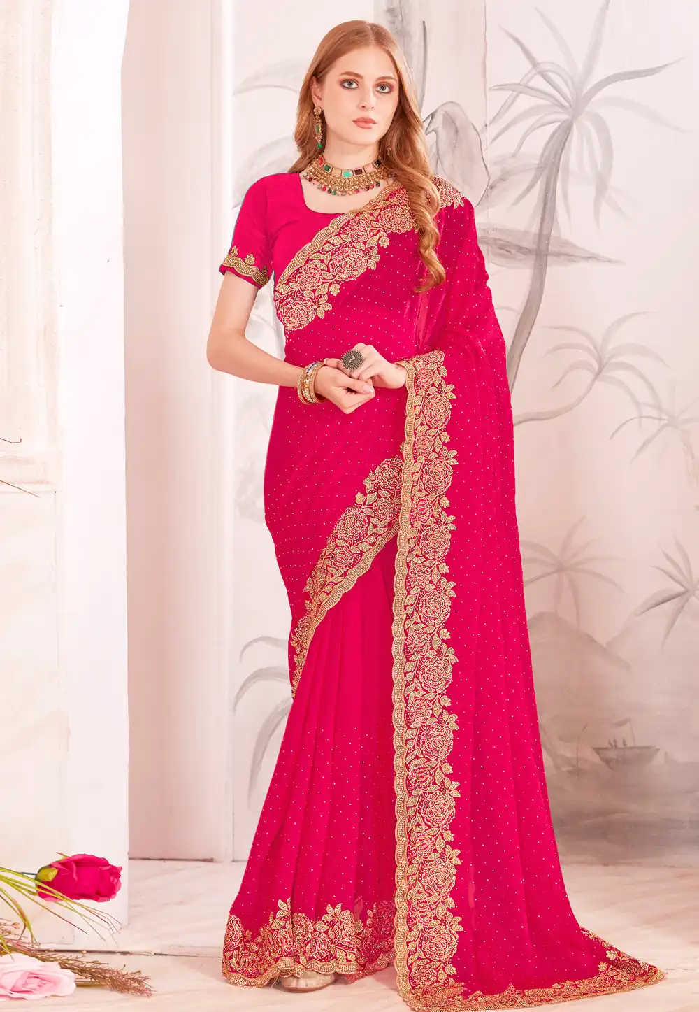 Magenta Silk Saree With Blouse 316196
