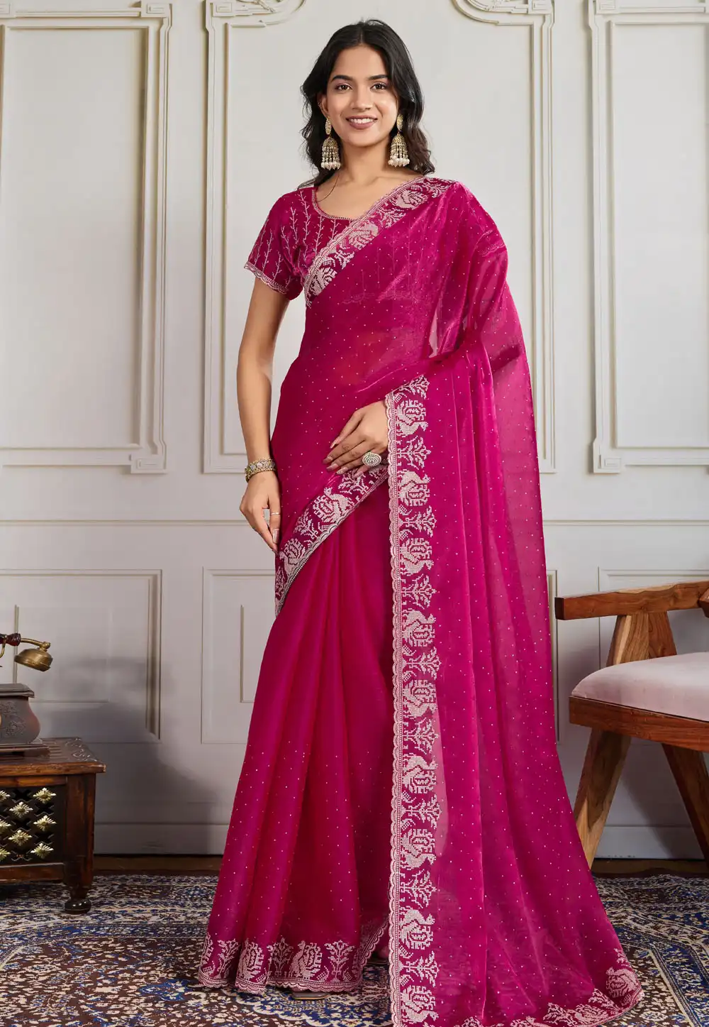Magenta Silk Saree With Blouse 316724