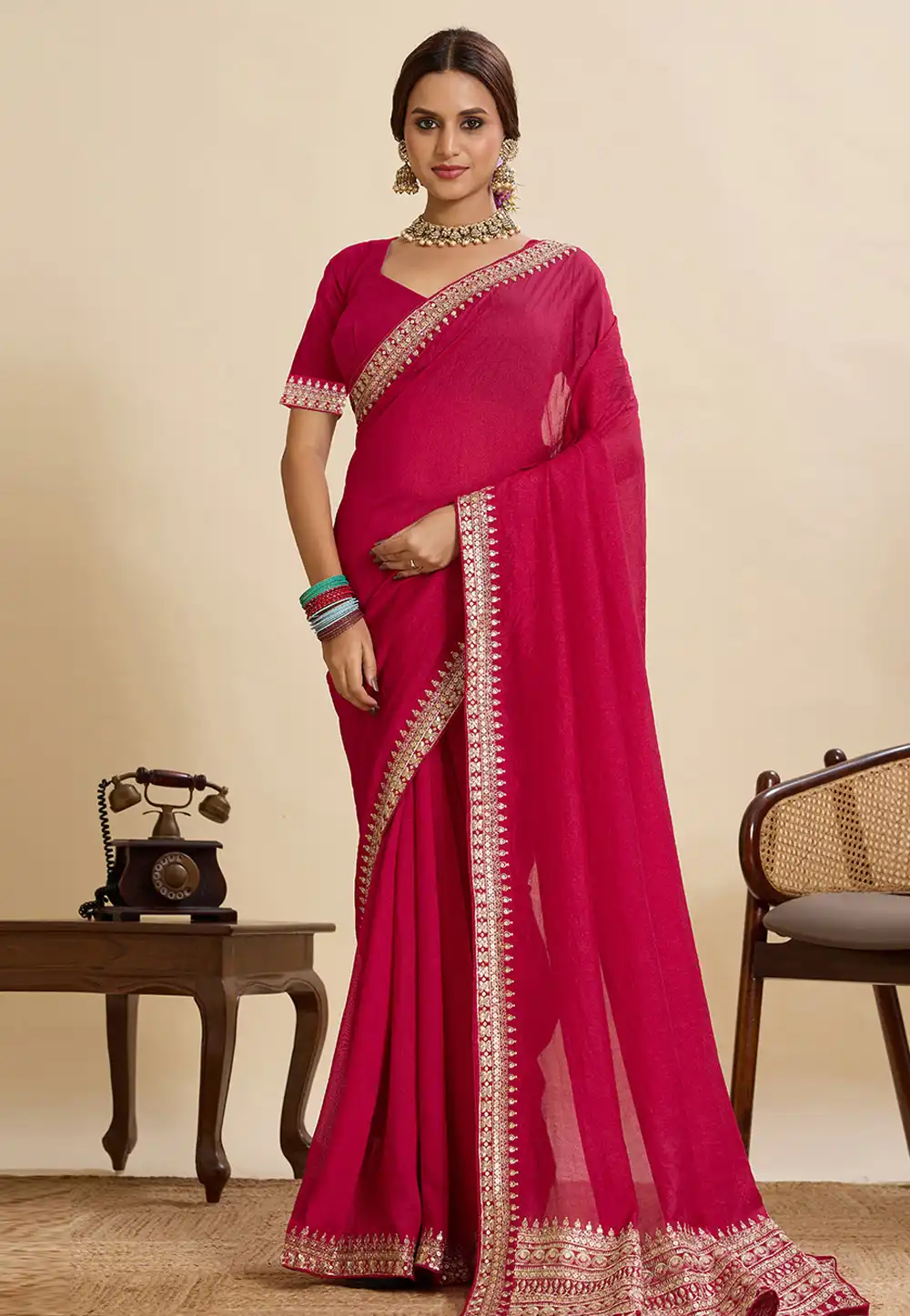 Magenta Silk Saree With Blouse 316839