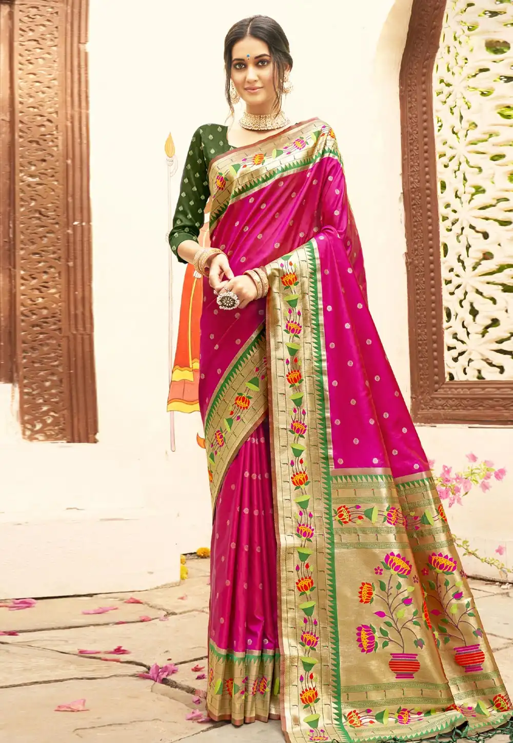 Magenta Silk Saree With Blouse 317469