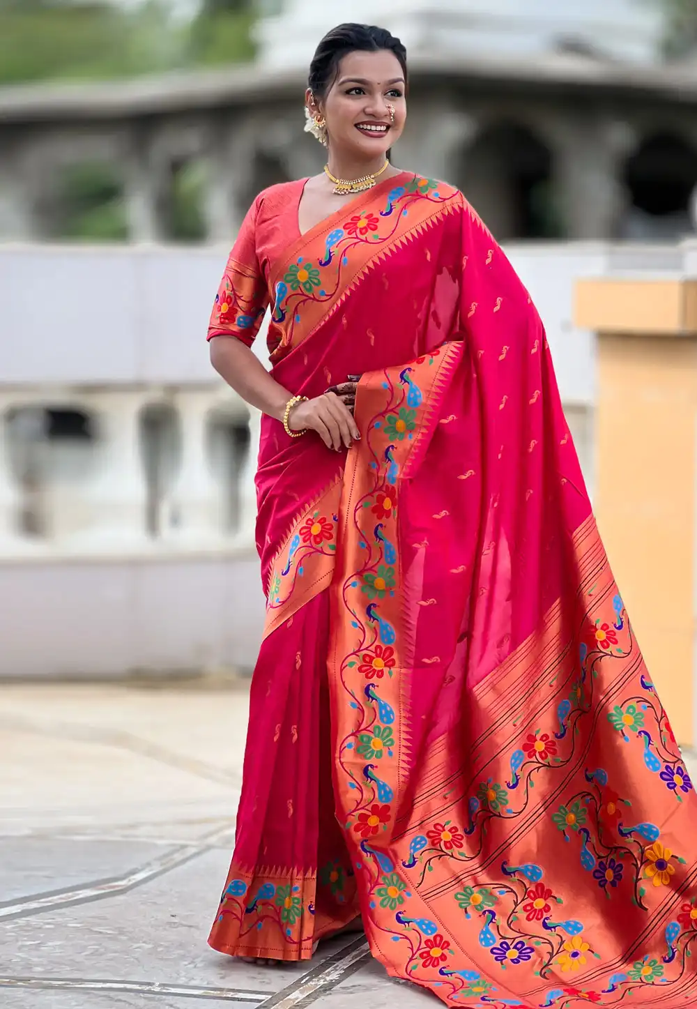 Magenta Silk Saree With Blouse 317682