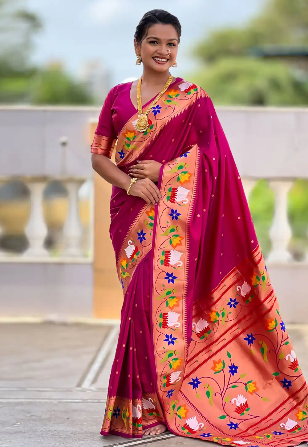 Magenta Silk Saree With Blouse 317704